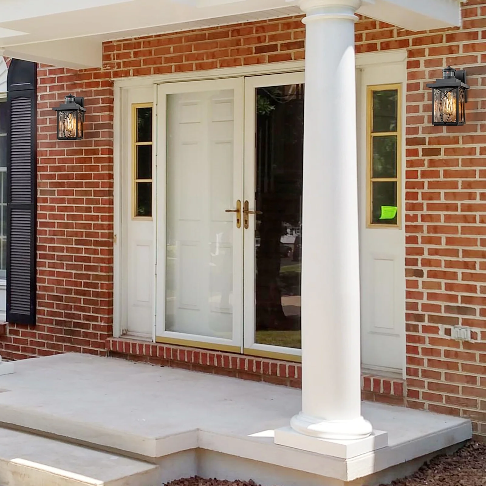 OYIPRO Transitional 1-Light Black Textured Outdoor Motion Sensor Dusk to Dawn Wall Sconce - 5