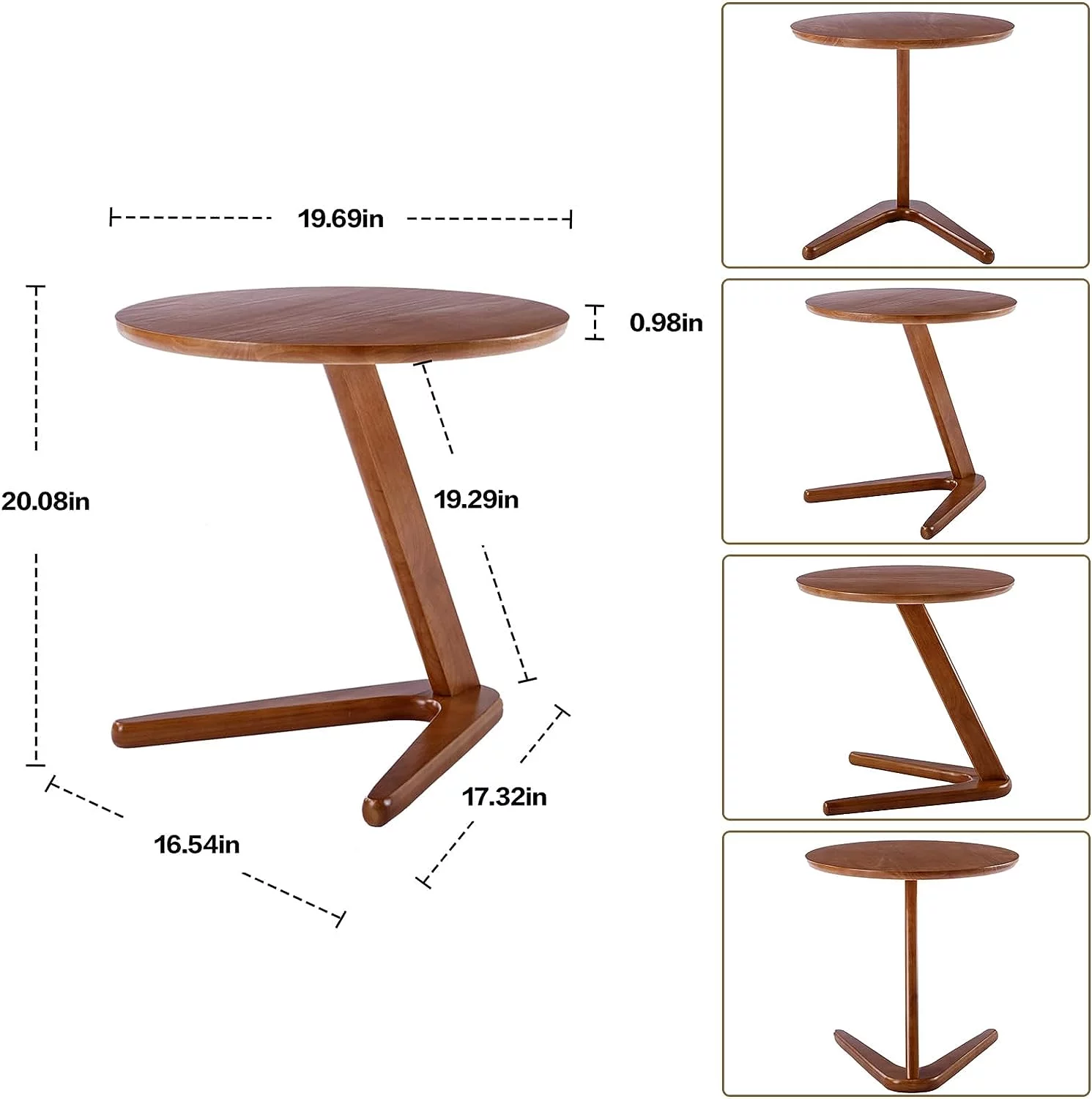 Ufurpie Set of 2 Accent Chairs with Side Table, Mid Century Modern PU Leather Chair,Upholstery Armchair for Living Room Bedroom Office,Brown