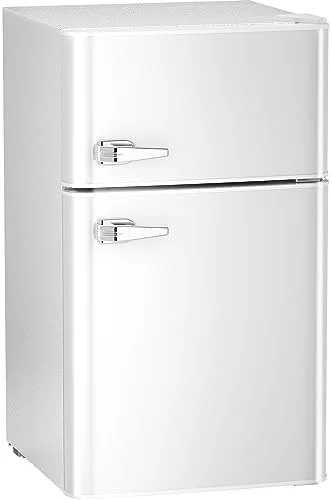 NLIBOOMLife Mini Refrigerator 3.2Cu.Ft Compact Fridge Defrost Double Doors Freezer Energy Saving  of Beverages Vegetables Fruits Suitable for Kitchen Living Room Office Dorm Grey