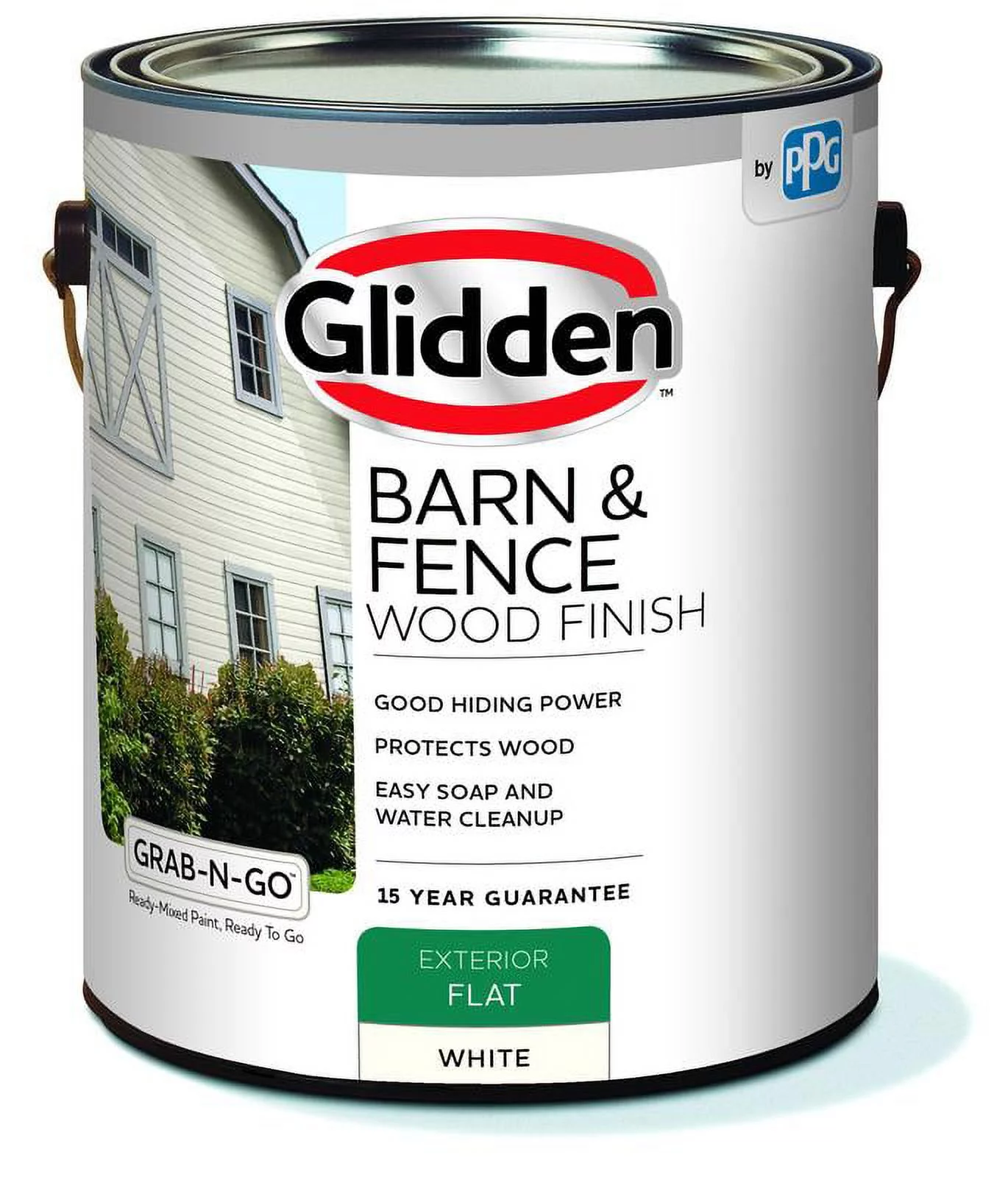 Glidden Grab-N-Go Barn & Fence Wood Exterior Paint Flat, White, 1 Gallon