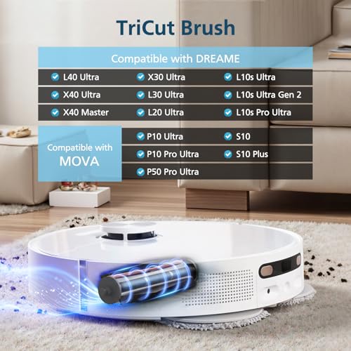 TriCut Brush for Dreame L40 Ultra, X40 Ultra, X40 Master, L10s Ultra, L10s Pro Ultra, L20 Ultra, L30 Ultra, X30 Ultra, for MOVA P10 Pro Ultra, P10 Ultra, P50 Pro Ultra, S10, S10 Plus