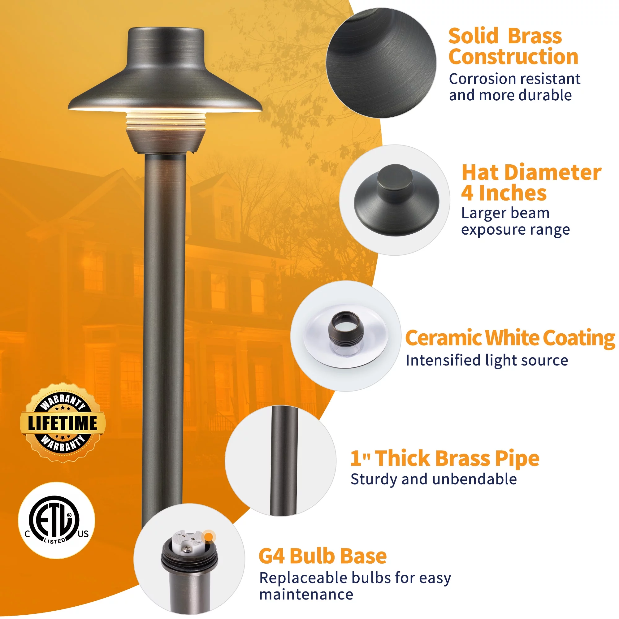 Gardenreet Brass Low Voltage Pathway Lights, 12V Outdoor LED Landscape Path Lights(Mini) for Walkway Driveway Garden Yard Without G4 Bulb(8 Pack)