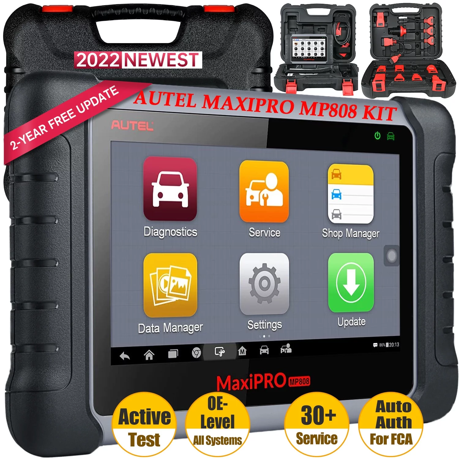 Autel Scanner MaxiPro MP808K Automotive Diagnostic Scan Tool with Bi-Directional Control and Full Set Connector with 2-Year Free Update