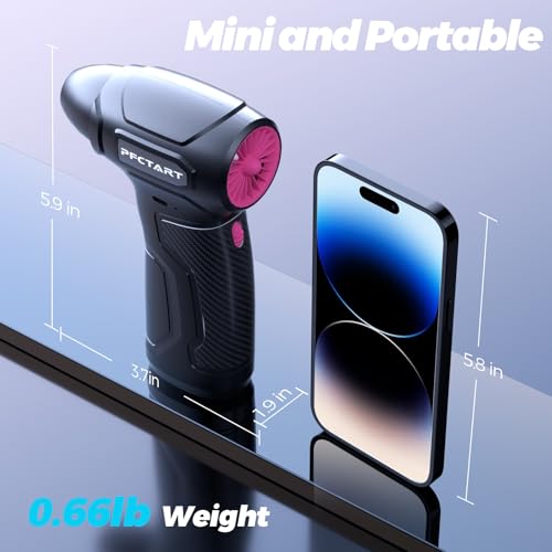 Compress Air Duster, 200000RPM Electric Air Duster with Brushless Motor, Roller Adjustment, Rechargeable Cordless Air Blower for Keyboard, PC, Car, Home Cleaning Kits (Pink)