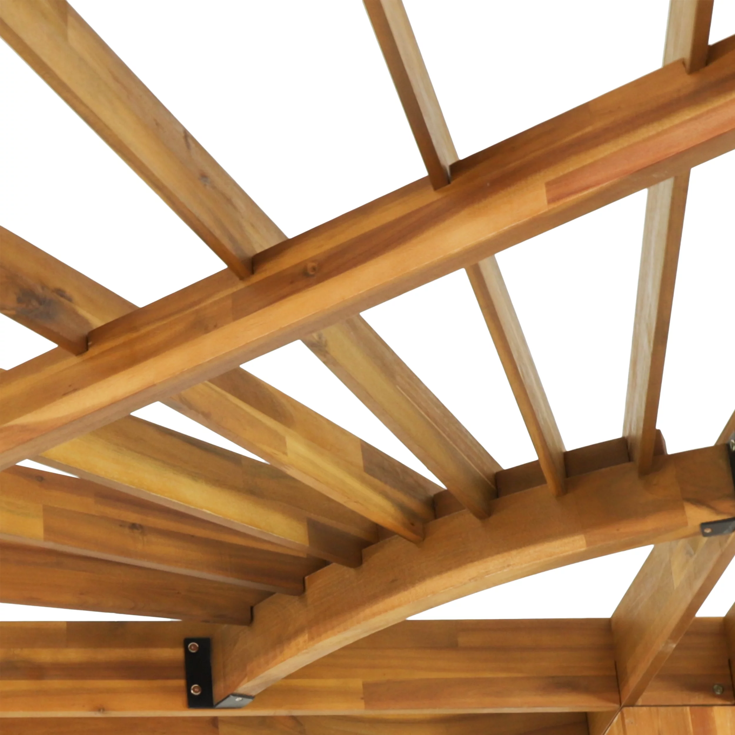 Noble House 9' x 13' x 8' Brown Wood and Metal Pergola