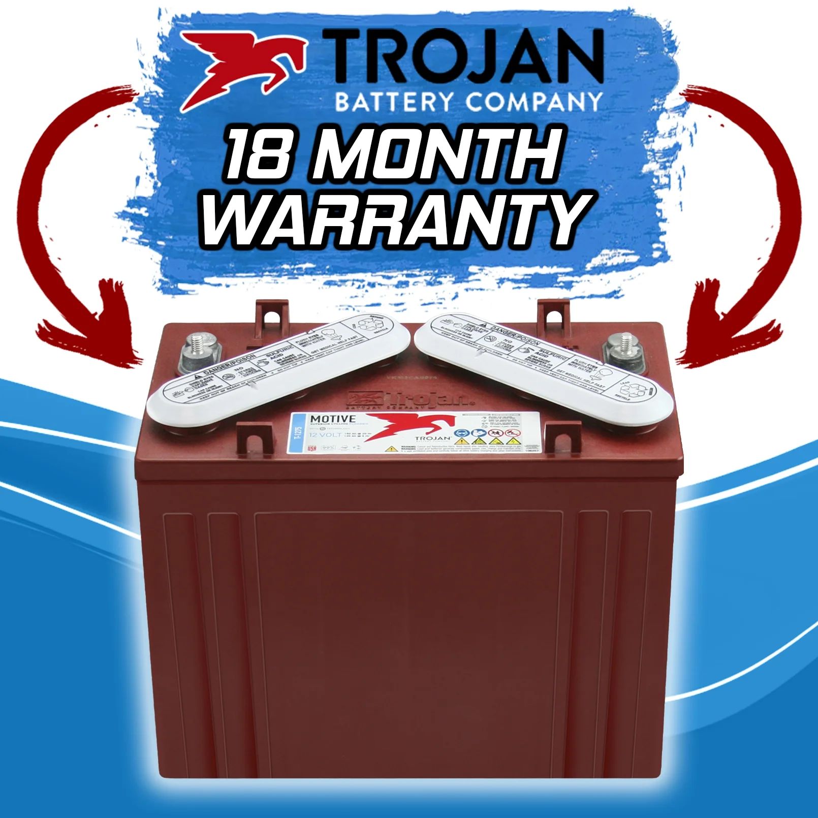 Trojan T1275 12 Volt, 150 AH Deep Cycle Battery - 6 Pack