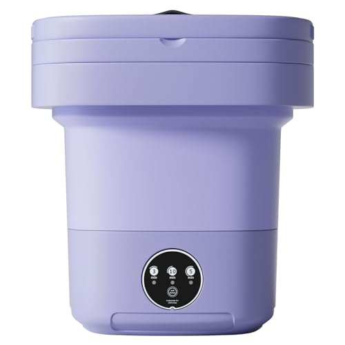 Mini Portable Washing Machine with 11L Capacity and Blue Light, Ideal for Underwear, Socks, Baby Clothes, Foldable Design for Space-saving Convenience, Perfect for On-the-Go Use - Purple