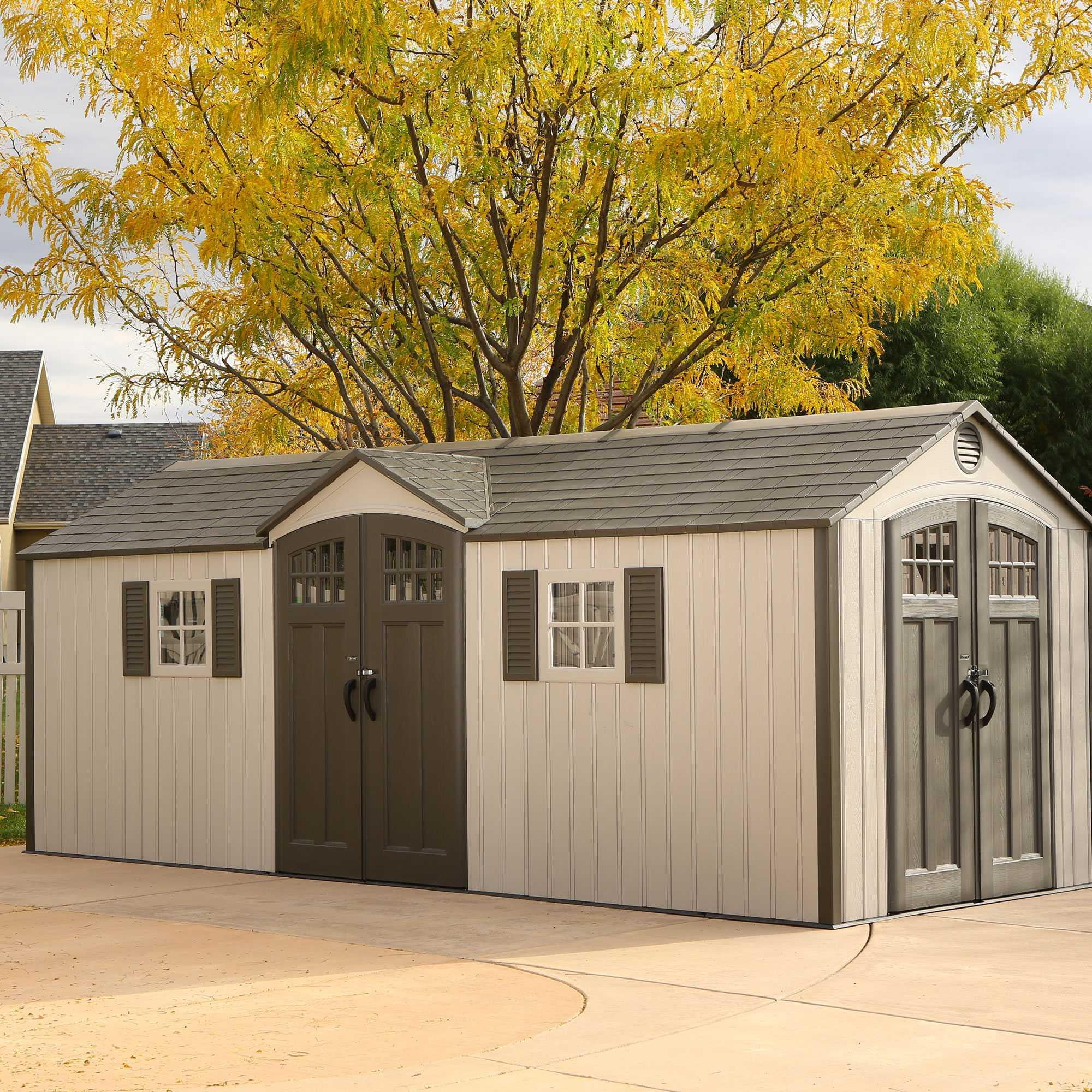 Lifetime 20 ft. x 8 ft. Outdoor Storage Shed, Desert Sand (60127)