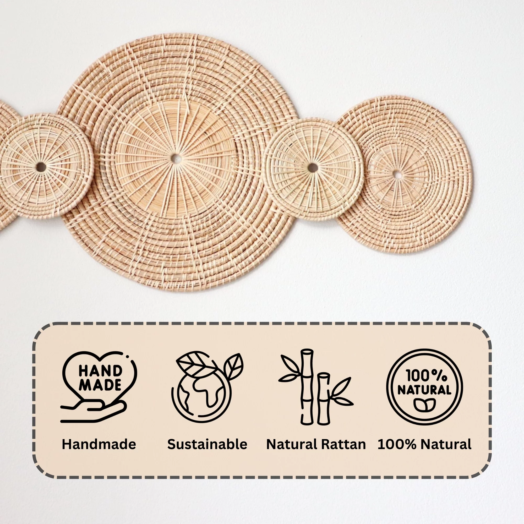 MOJO BOUTIQUE Full Length Mirror - 71x36 Inches Boho Mirror - Natural & Handmade Rattan Wall Mirror for Wall Décor - Vanity Mirror for Living Room, Bedroom, Bathroom, Farmhouse & Home Decor