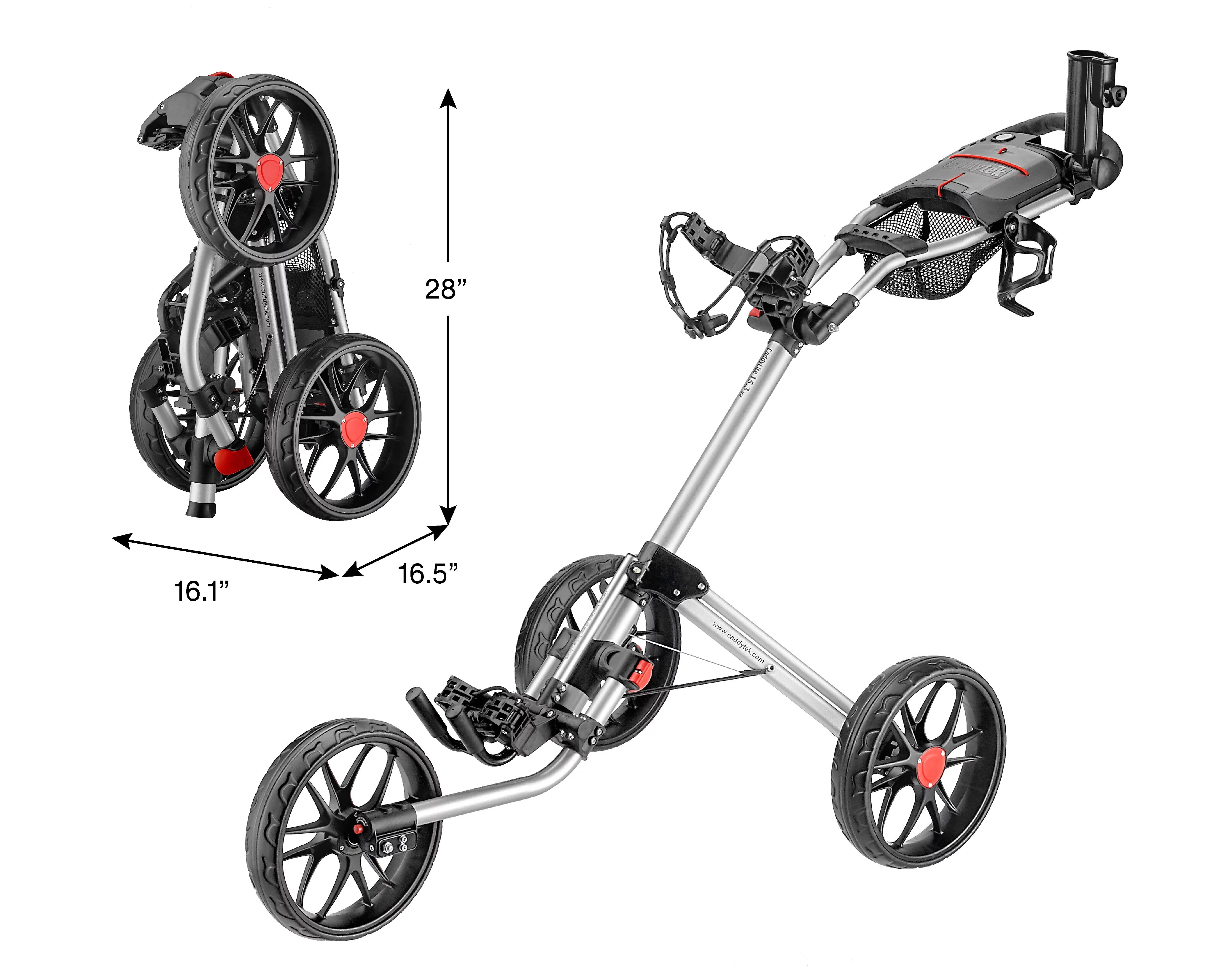 Caddytek CaddyLite 15.3 V2 Golf Push Cart, Silver