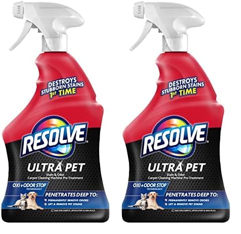 Resolve Ultra Pet Odor and Stain Remover Spray – Carpet Cleaner for Cat and Dog Urine and Poop, 32oz