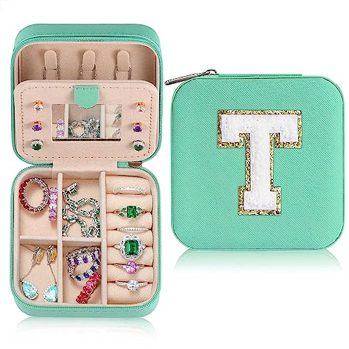 Parima Christmas Gifts for Women Teen Girls - 2024 Travel Jewelry Case Gifts Ideas, 6,7,8,9,10,11,12 Year Old Girl Birthday Gift Travel Jewelry Box Organizer Christmas Gifts 2024 - Letter A, Pink