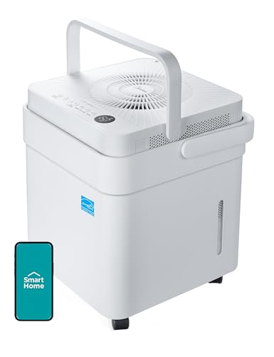 Midea Cube 50 Pint Dehumidifier for Basement and Rooms at Home for up to 4,500 Sq. Ft., Smart Control, Compatible with Alexa (White), Drain Hose Included, ENERGY STAR Most Efficient 2023