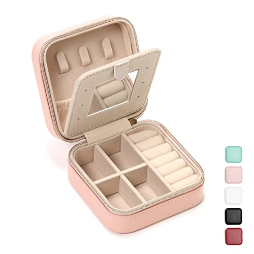 Mini Jewelry Travel Case,Small Travel Jewelry Organizer, Portable Jewelry Box Travel Mini Storage Organizer Portable Display Storage Box for Rings Earrings Necklaces (Blue)