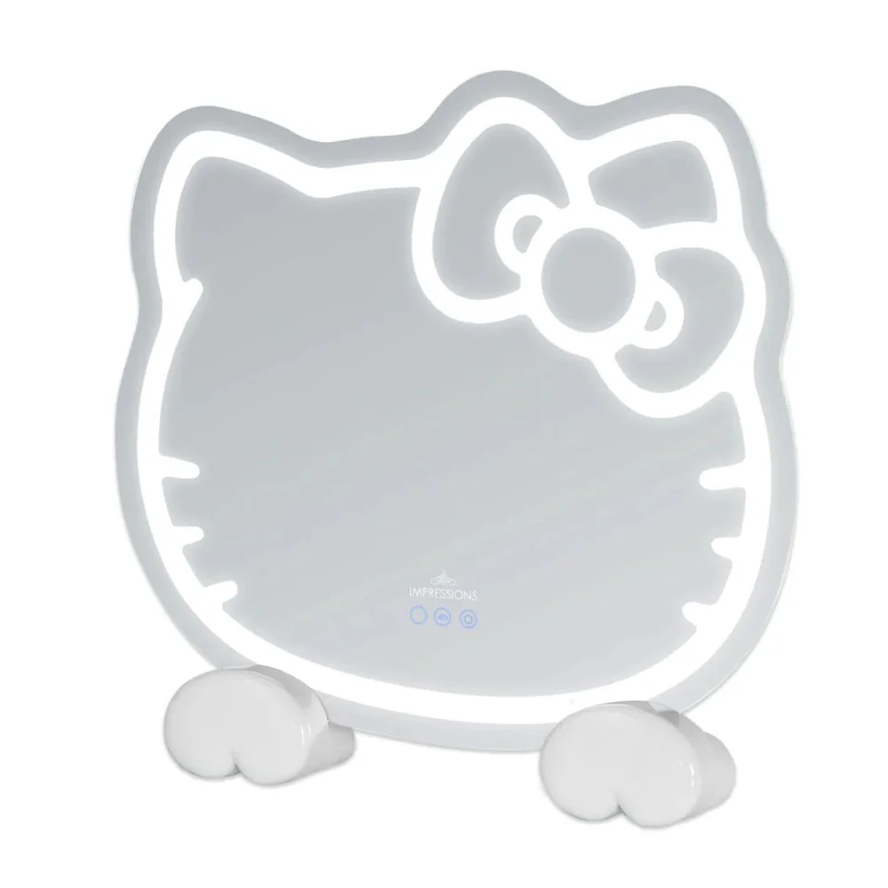 Impressions Vanity RGB Lighting Hello Kitty Mirror 2.0, App Control LED Makeup Mirror with Wall Mounting and Removable Desk Base, Vanity Mirror for Bedroom Decor