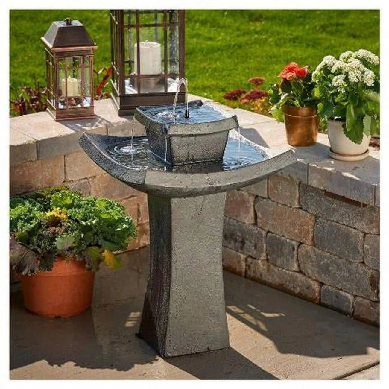 Mahayana 2-Tier Solar-on-Demand Fountain, Iron