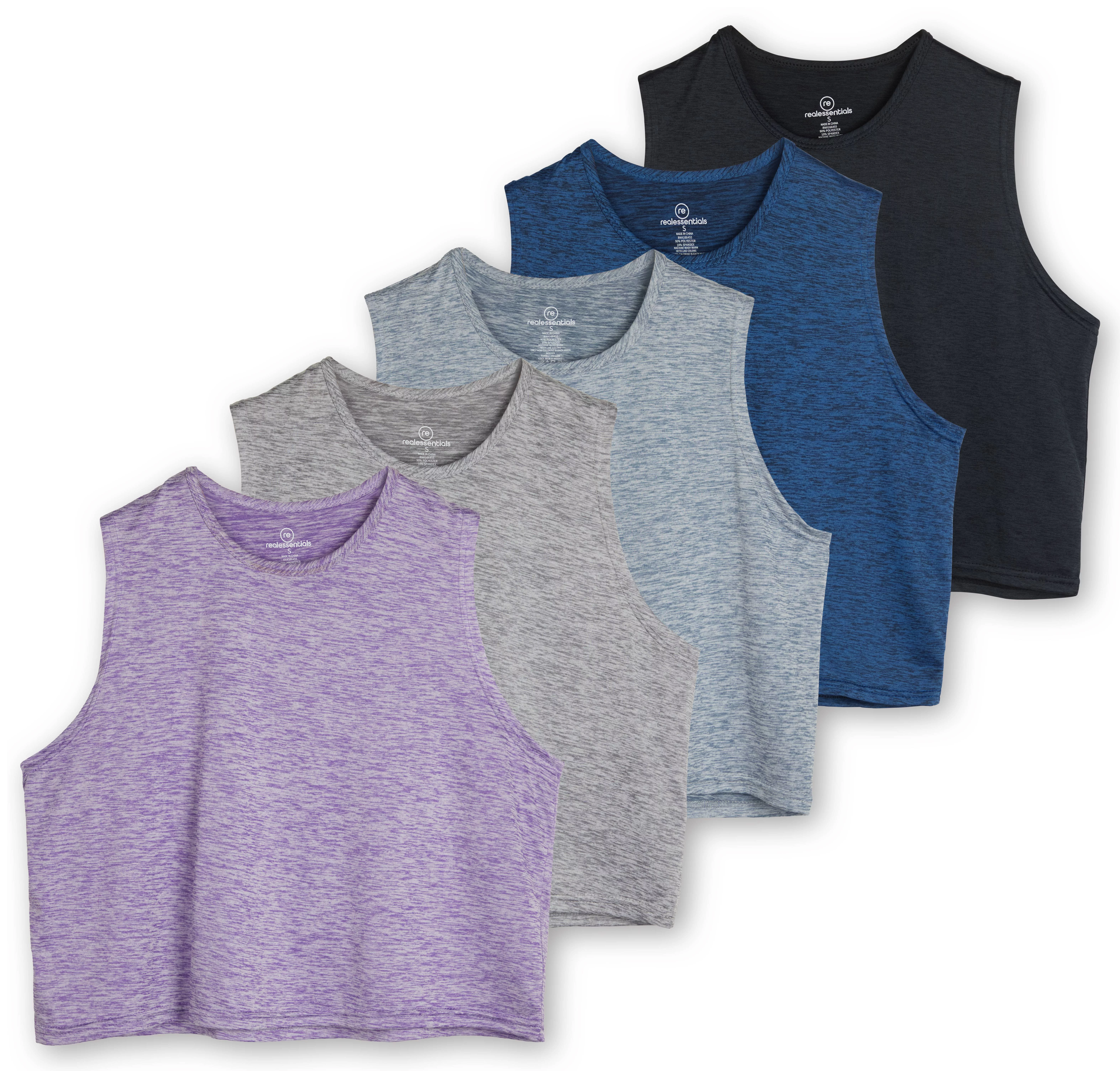 5-Pack: Women's Dry Fit Crop Summer Tank Top - Gym Yoga Workout Sports Tee Tank Tops for Women (Available in Plus Size)