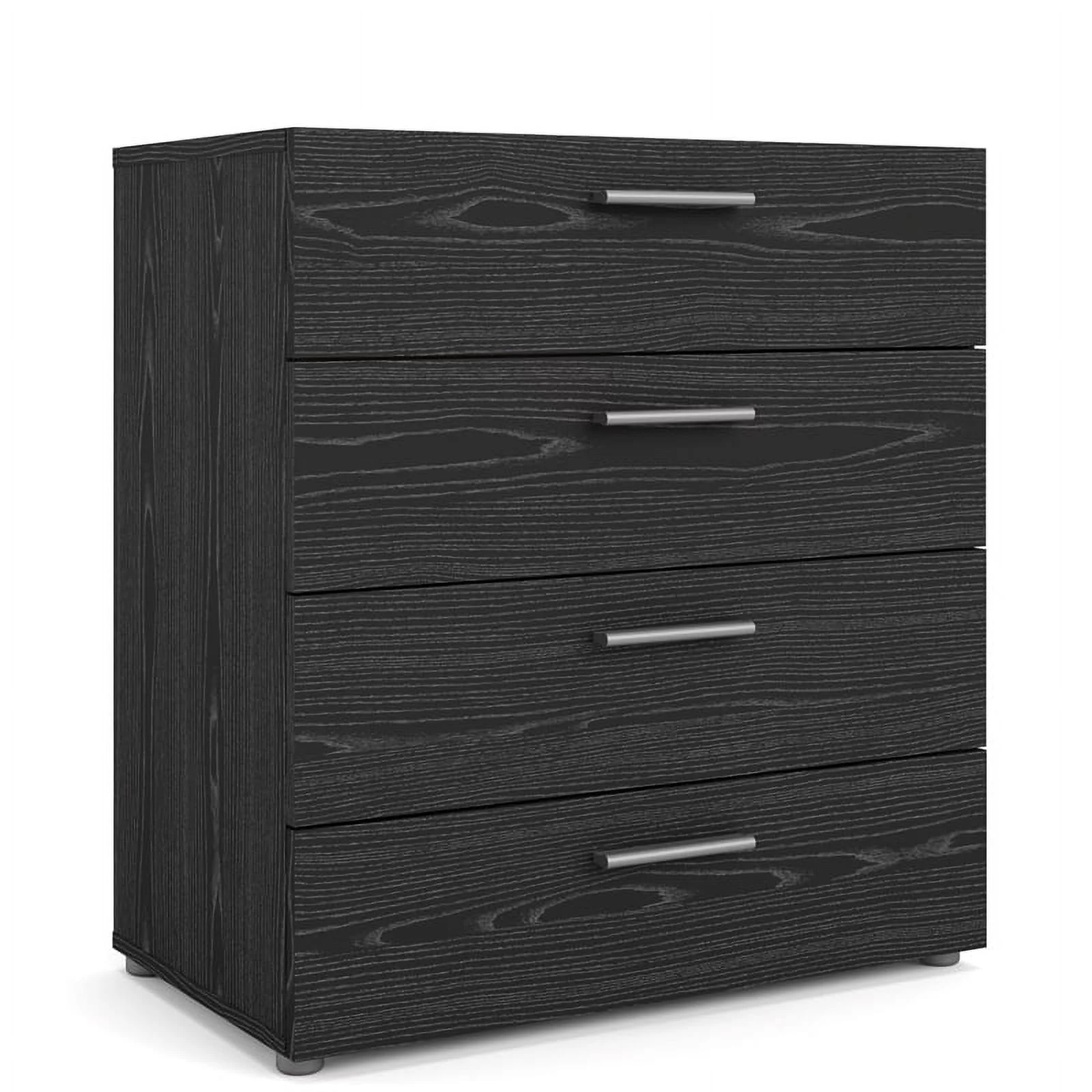 Home Square 4 Piece Set with Dresser 2 Nightstands and Chest in Black Woodgrain