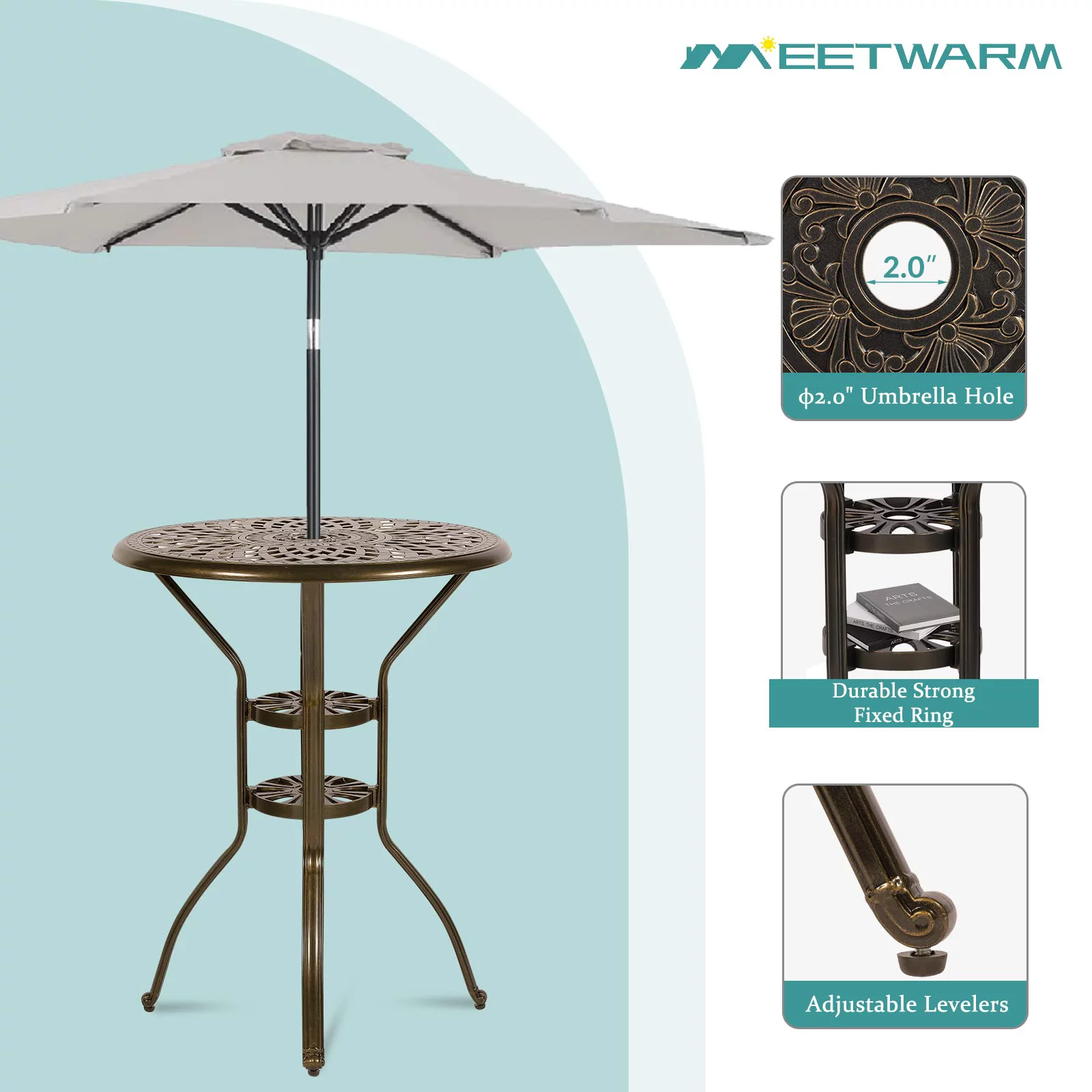 MEETWARM Patio Height Bar Table, 31