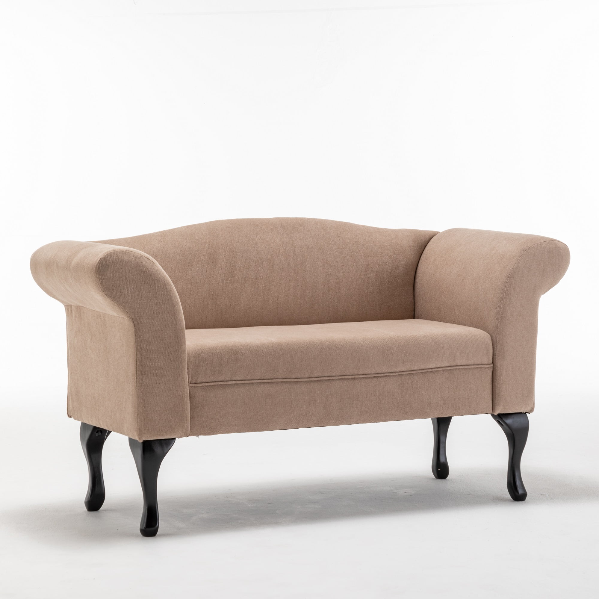 Mid Century Small Loveseat Sofa with Solid Wood Legs, 2-Seater Linen Upholstered Couch Love Seat for Living Room Bedroom Apartment