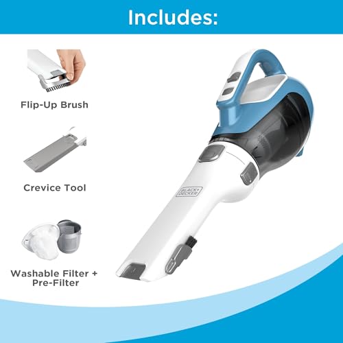 BLACK+DECKER dustbuster AdvancedClean Cordless Handheld Vacuum, Compact Home and Car Vacuum with Crevice Tool (CHV1410L)