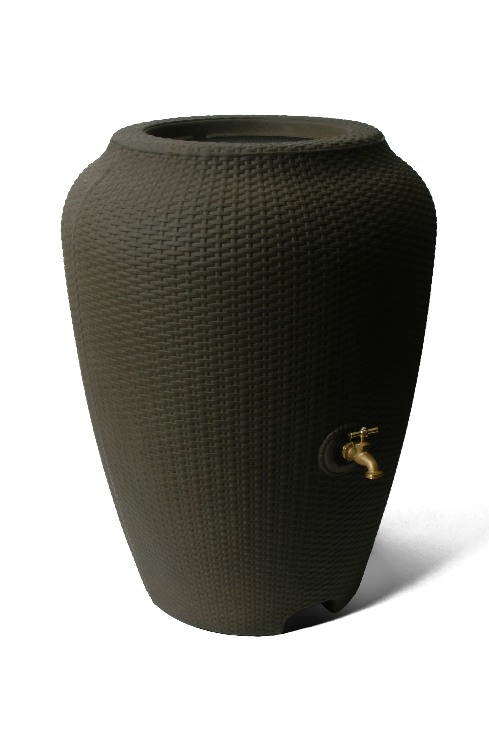 Algreen Wicker 50 Gallon Rain Barrel, Brownstone