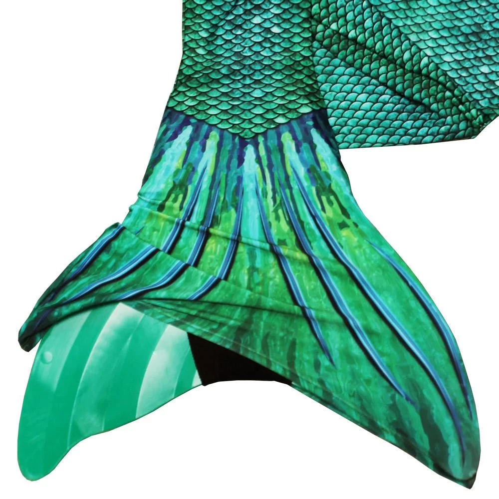Sun Tail Mermaid Swim Set, Siren Green Mermaid Tail and Green Monofin for Swimming, Size - Teen and Adult Small (JS)