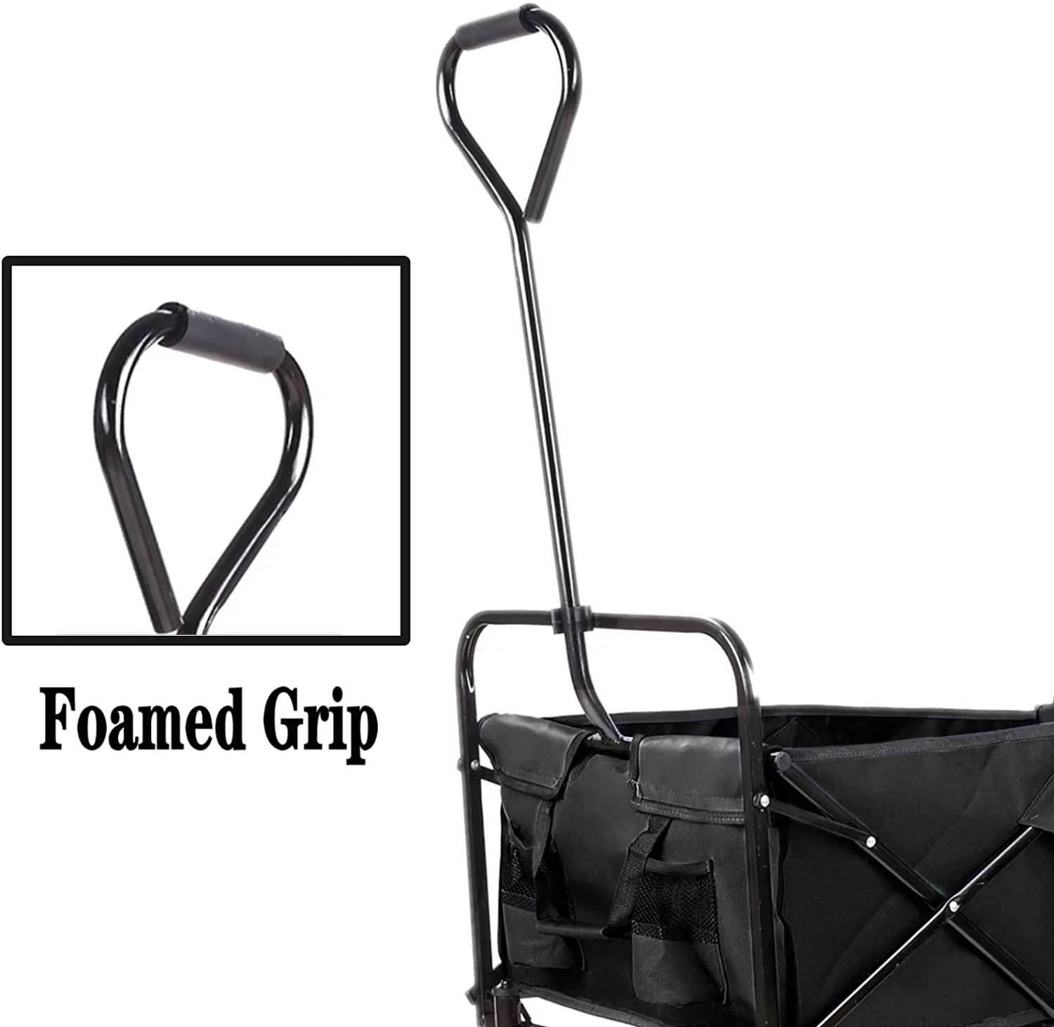 Pirecart Folding Wagon Cart Utility Collapsible Garden Wagon Cart W/ Adjustable Handle