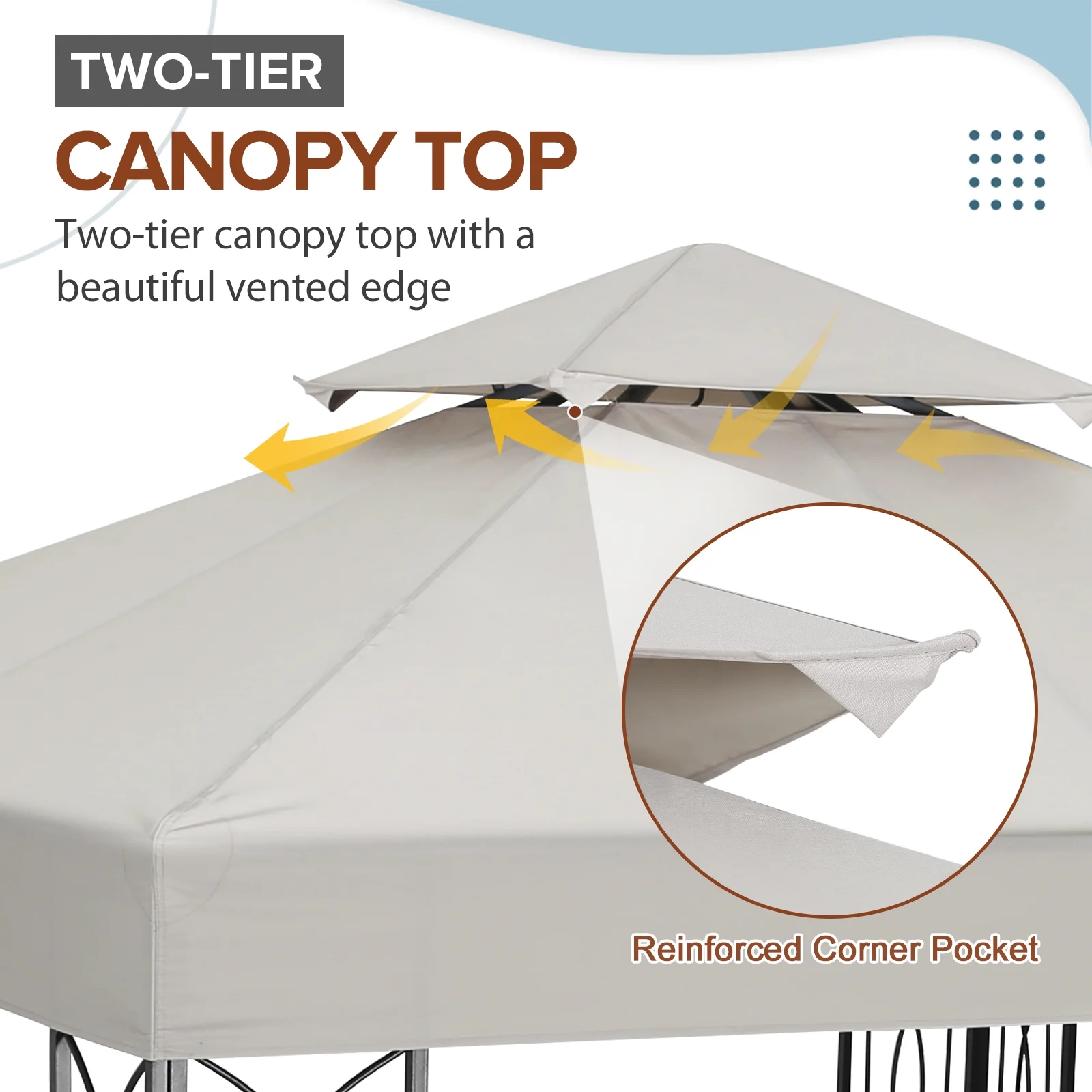 EAGLE PEAK 8 ft. x 8 ft. Outdoor Patio Gazebo with Double Roof,Beige