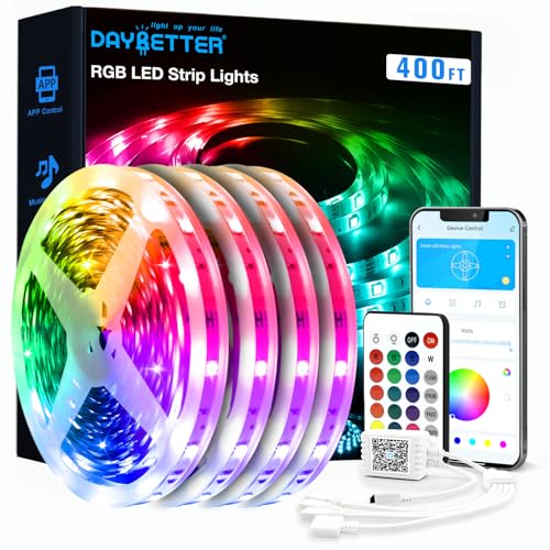 DAYBETTER LED Strip Lights 130ft Lights Strip for Bedroom, Desk, Indoor Room Bedroom Brithday Gifts RGB Decor with Remote and 24V Power Supply