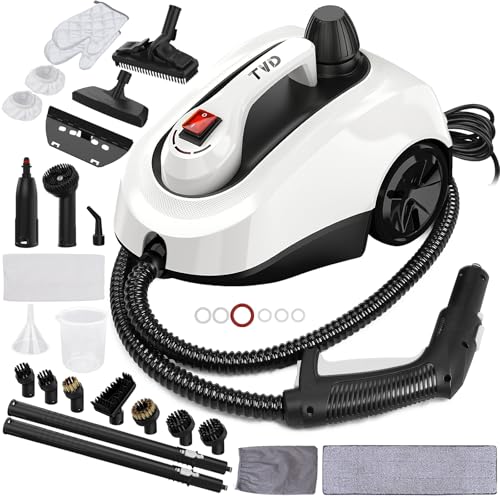 TVD Steam Cleaner, Heavy Duty Canister Steamer with 26 Accessories, Steam Mop with 5M Extra-Long Power Cord for Home Floor Cleaning Machine, Grout, Upholstery, Car Detailing,pads
