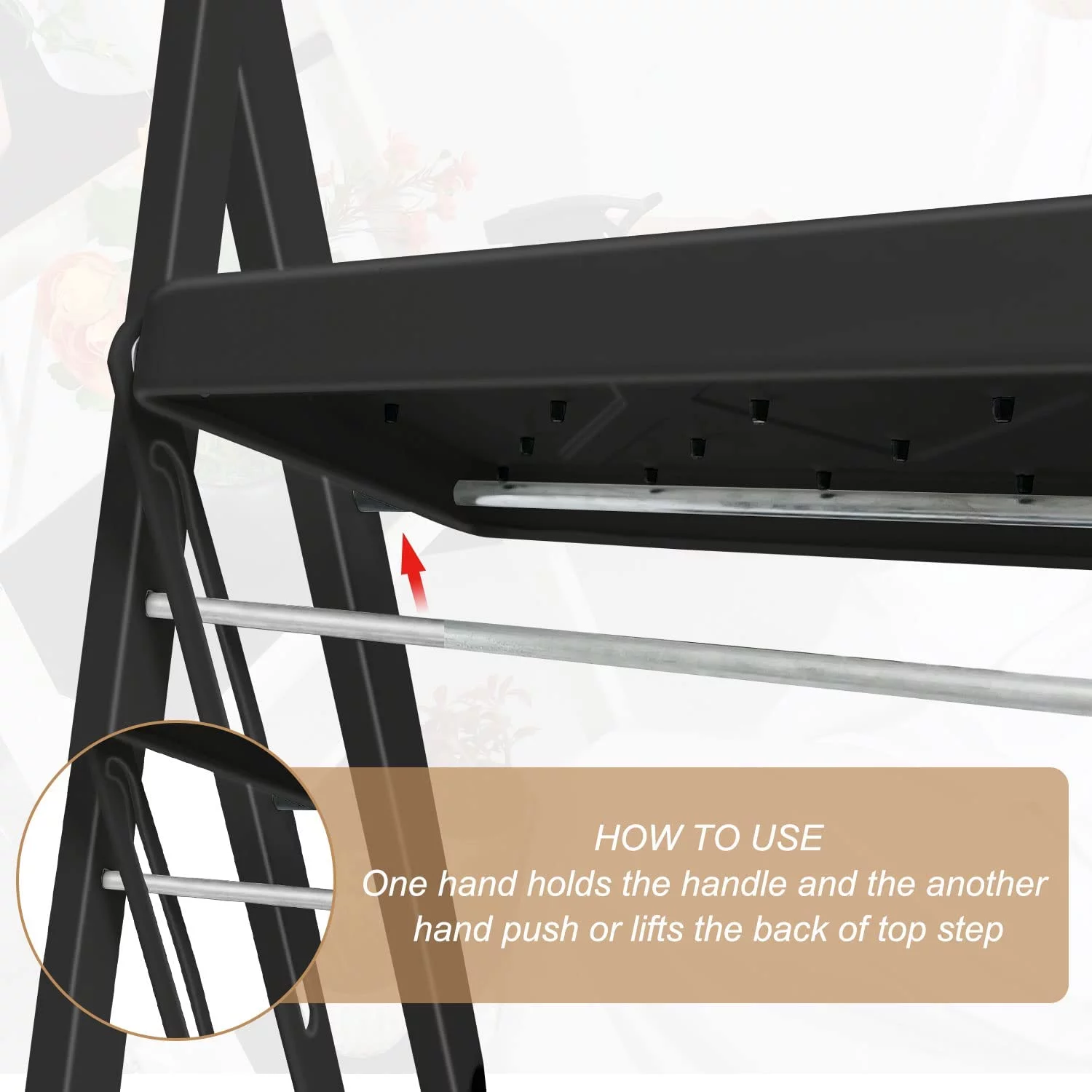 Coolhut 4 Step Ladder, Folding Step Stool with Wide Anti-Slip Pedal, 330lbs Capacity Portable Lightweight Ladders for Home Kitchen Outdoor, Black