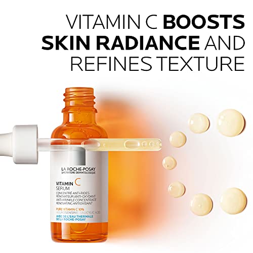 La Roche-Posay Pure 10% Vitamin C Serum For Face With Hyaluronic Acid & Salicylic Acid, Hydrating & Brightening Serum, Boost Radiance & Reduce Wrinkles, Paraben Free, Stocking Stuffers