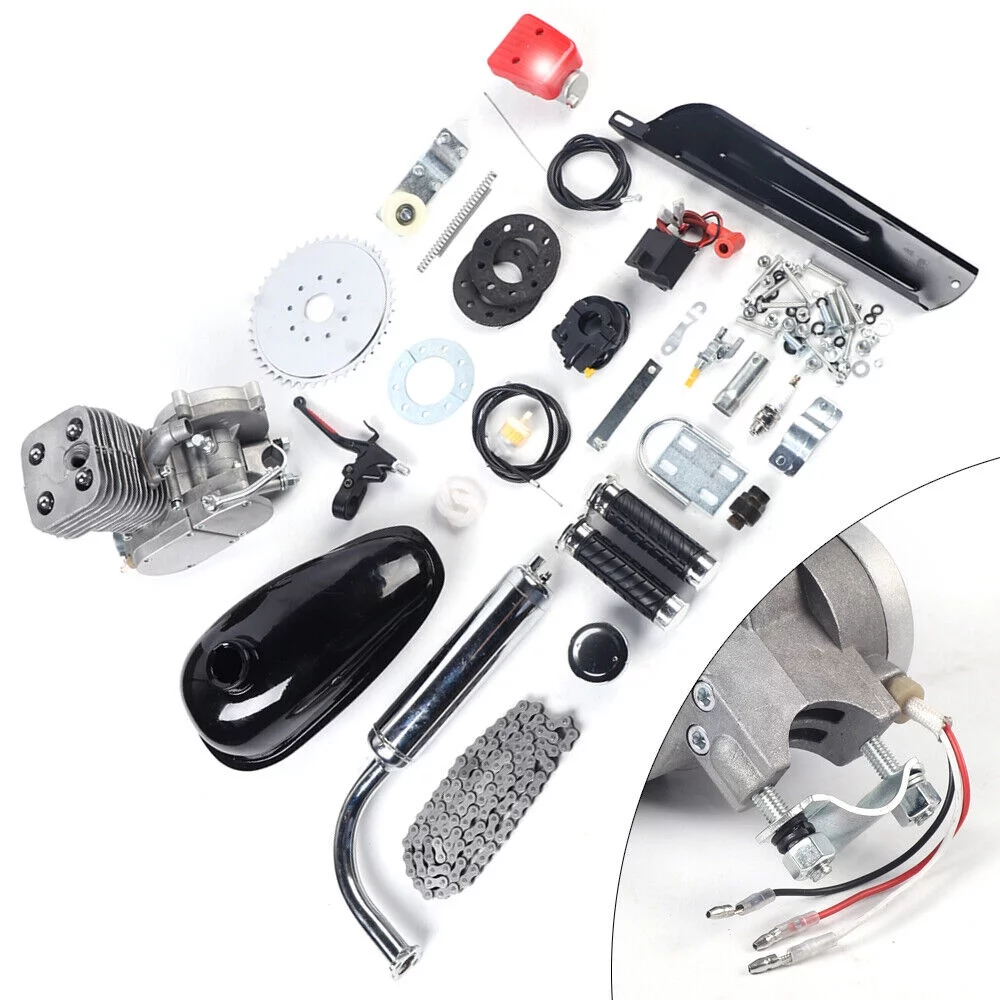 TOOL1SHOoo Full Set 100CC 2-Stroke Gas Petrol Engine Motor Kit For Motorized Bicycle Bike