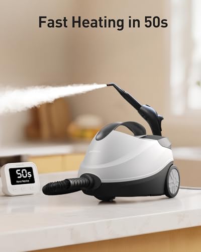 Steam Cleaner, Fast 50S Heat-Up Refill Anytime,293°F 58 PSI Powerful Multipurpose Handheld Steam Mop for Home Use with 50.7Oz Capacity,Steamer for Carpets,Floors,Cars,Tiles, Crack Cleaning,6M Cord