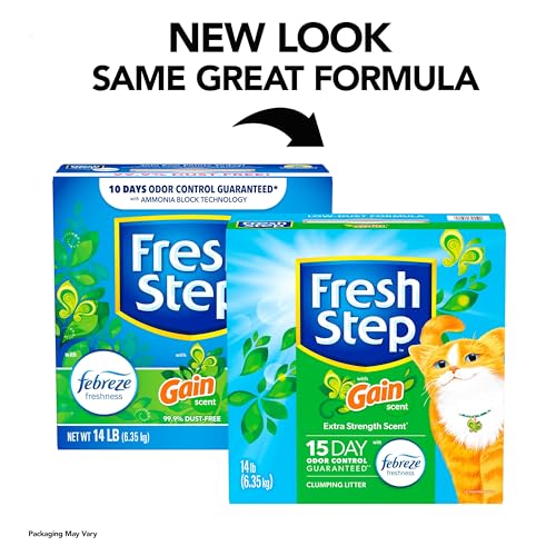 Fresh Step Clumping Cat Litter, Multi-Cat, Long Lasting Odor Control Kitty Litter with Activated Charcoal, Low Dust Formula, 14 lb