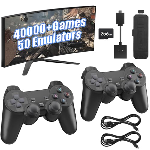 40000 Games in 1 Wireless Retro Game Console,Retro Game Stick,40000 Classic Games,50＋Mainstream Emulator,Built-in 256G TF Card,4K HDMI Output, 2.4GHz Wireless Controller