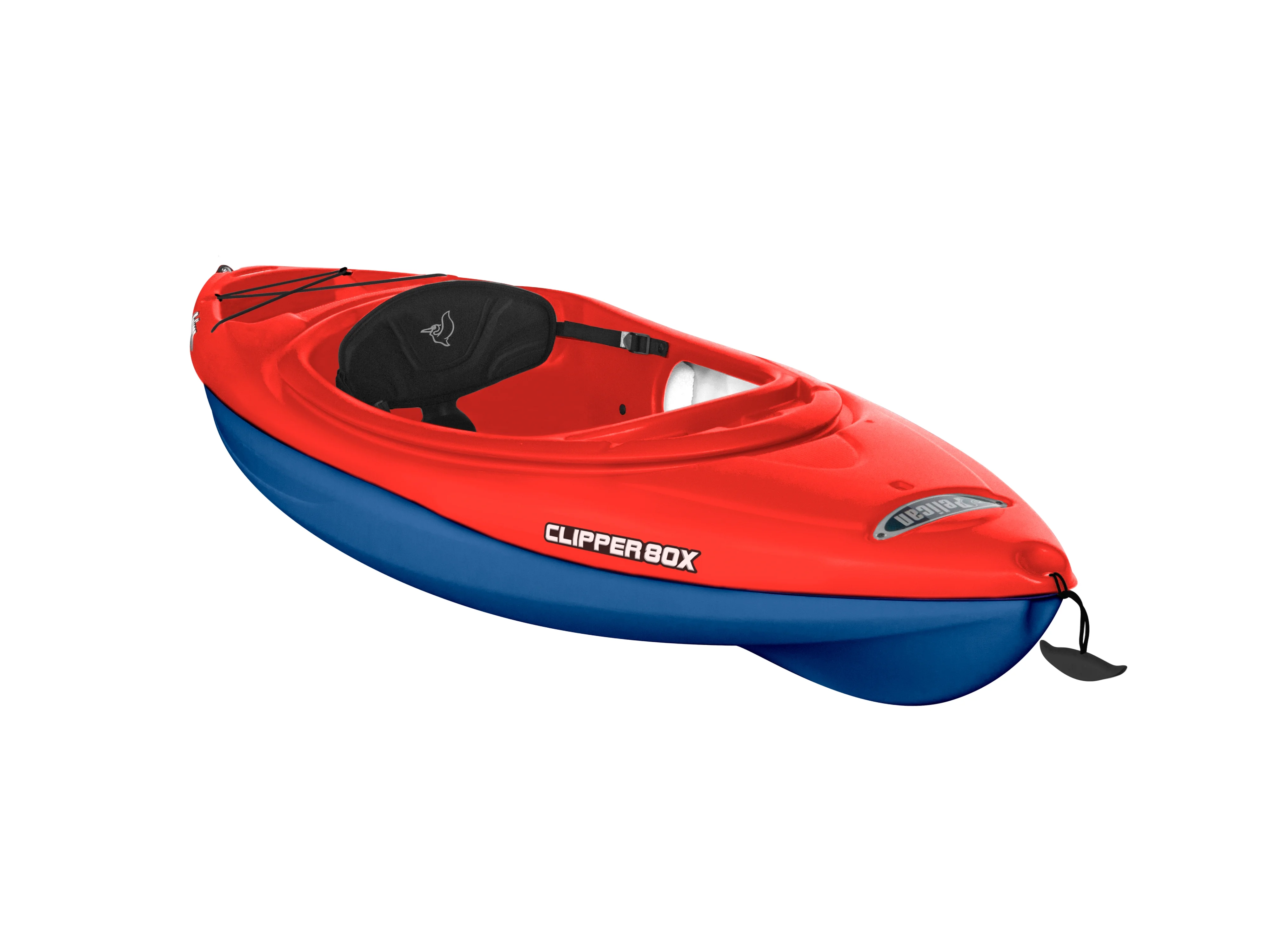 Pelican Clipper 80X -  Recreational Sit-in & One Person Kayak- 8ft - Red & Royal Blue with Paddle