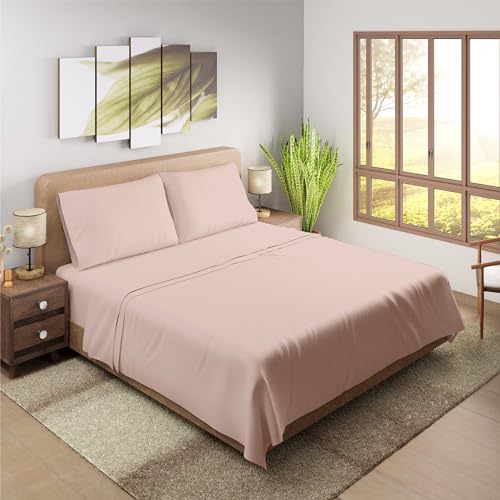 Purity Home Organic 100% Cotton Bed Sheets Set, 4-Piece Cotton Percale Weave Sheet Set, Fits Mattress Upto 16