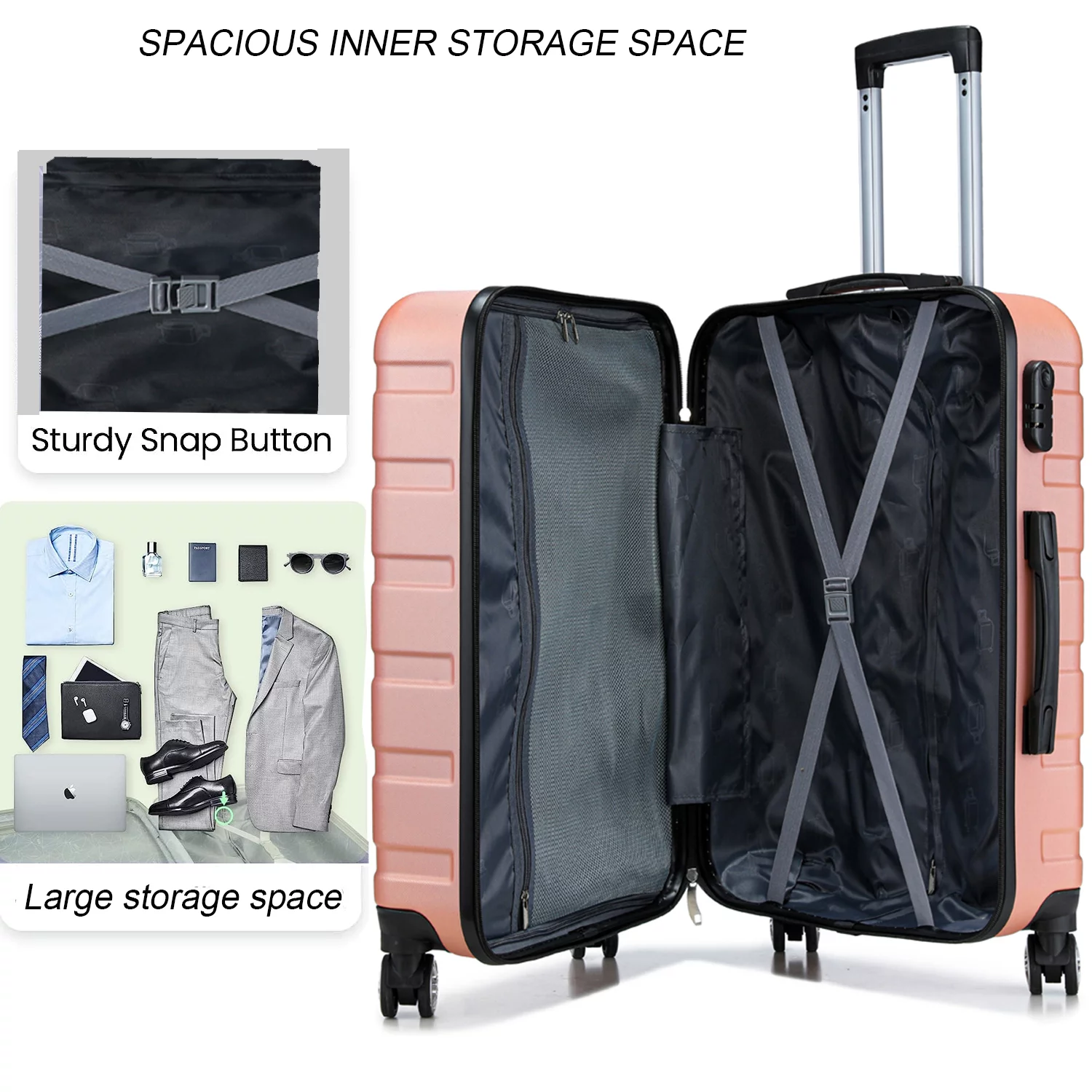 ALEX VANDO Traveler Luggage Hard Side Carry On Suitcase Hardshell Lightweight Suitcase Set With Spinner Wheels TSA Lock Travel Case Business Bag Christmas Holiday Deals (20/24/28)