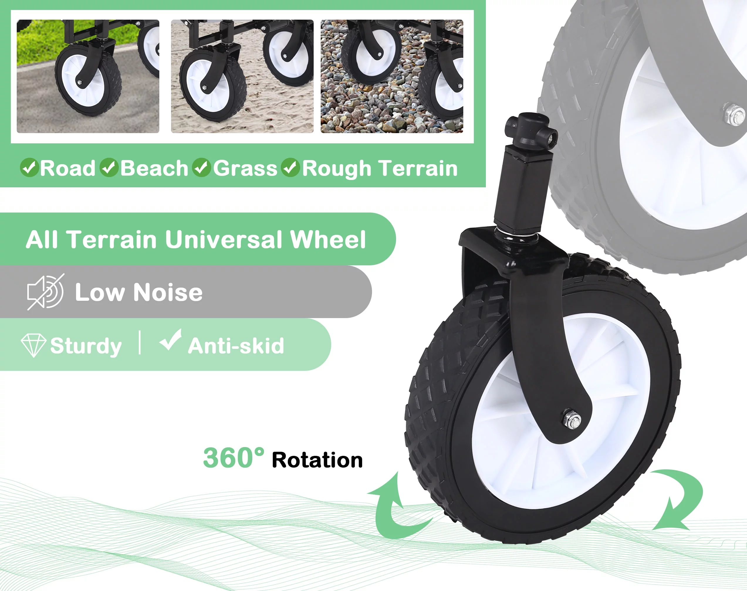 CL.HPAHKL Collapsible Wagon, Heavy Duty Utility Foldable Wagons Carts with Wheels, Folding Beach Wagon Grocery Wagon for Camping Garden Shopping Sports Outdoor Use, Black