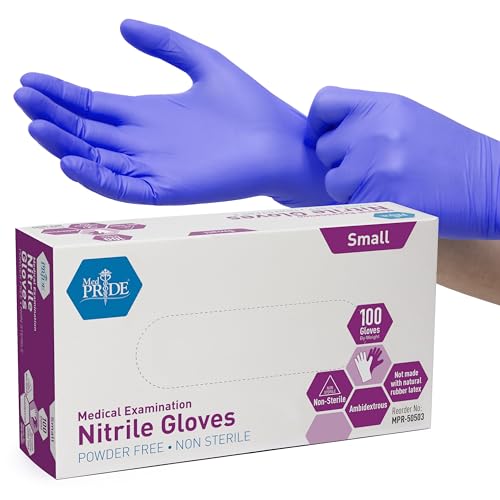 MedPride Powder-Free Nitrile Exam Gloves, Iris Blue, Medium, Box/100