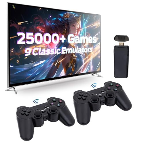 Retro Game Console, Retro Gaming Console, with Built-in 9 Emulators, 25,400+ Games, and 2.4GHz Wireless Controller, Plug and Retro Play Video Games for TV (64G)