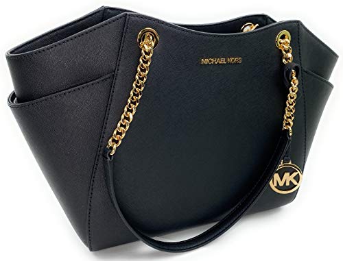 Michael Kors Women's Jet Set Travel Tote, Black Pvc, Large