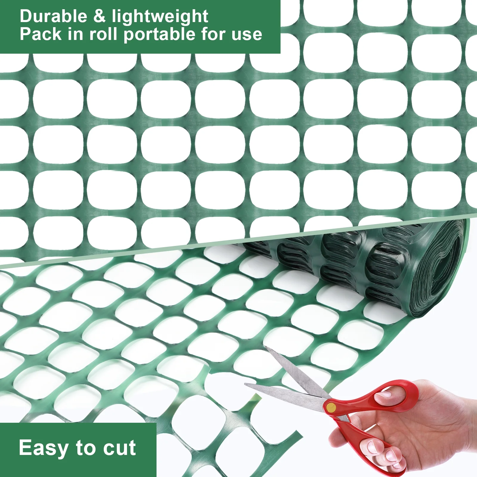 Garden Fencing, Garden Fence, 4x100’ Feet,Green Plastic Fencing, Snow Fence, Chicken Fence Mesh Fence, Temporary Fence, Deer Fence, Temporary Fencing, Plastic Fence Roll