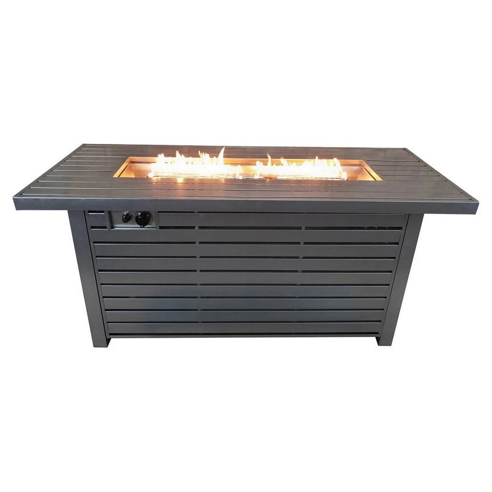 Living Source International Metal Propane/Natural Gas Fire Pit Table in Gray