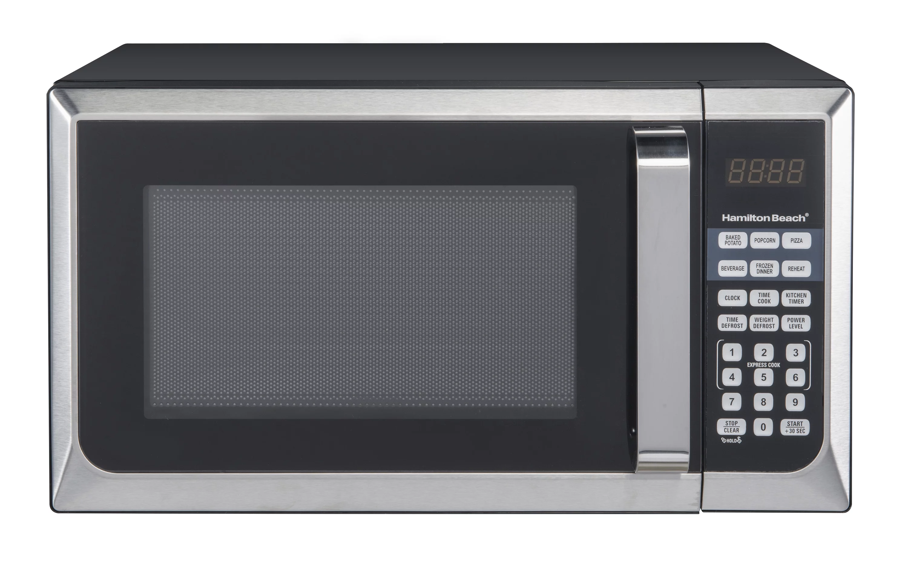 Hamilton Beach 0.9 Cu ft Countertop Microwave Oven in Stainless Steel, New