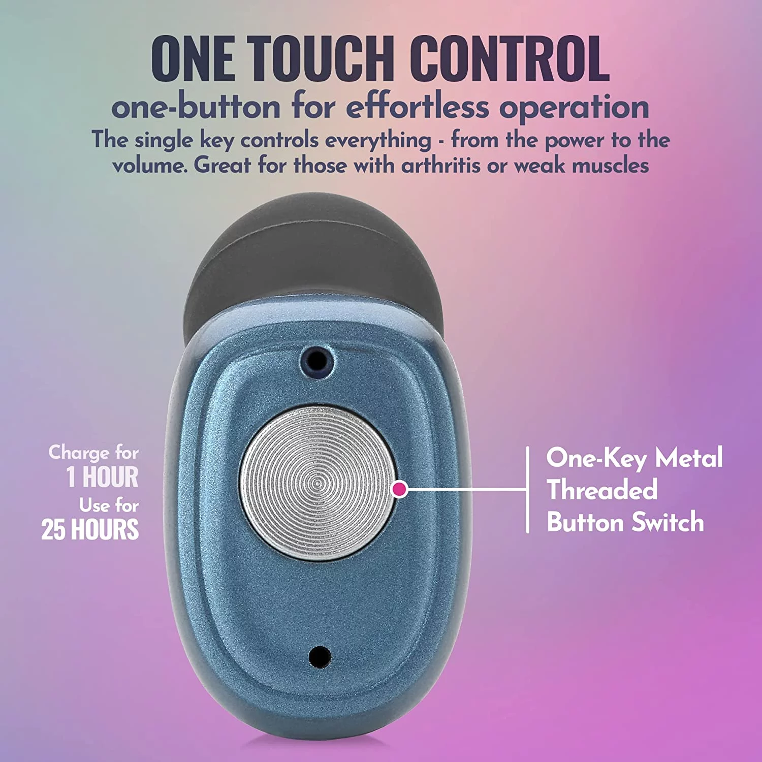 MEDca Rechargeable Hearing Amplifier Pair W/ Noise Cancelling, for Seniors & Adults - Blue