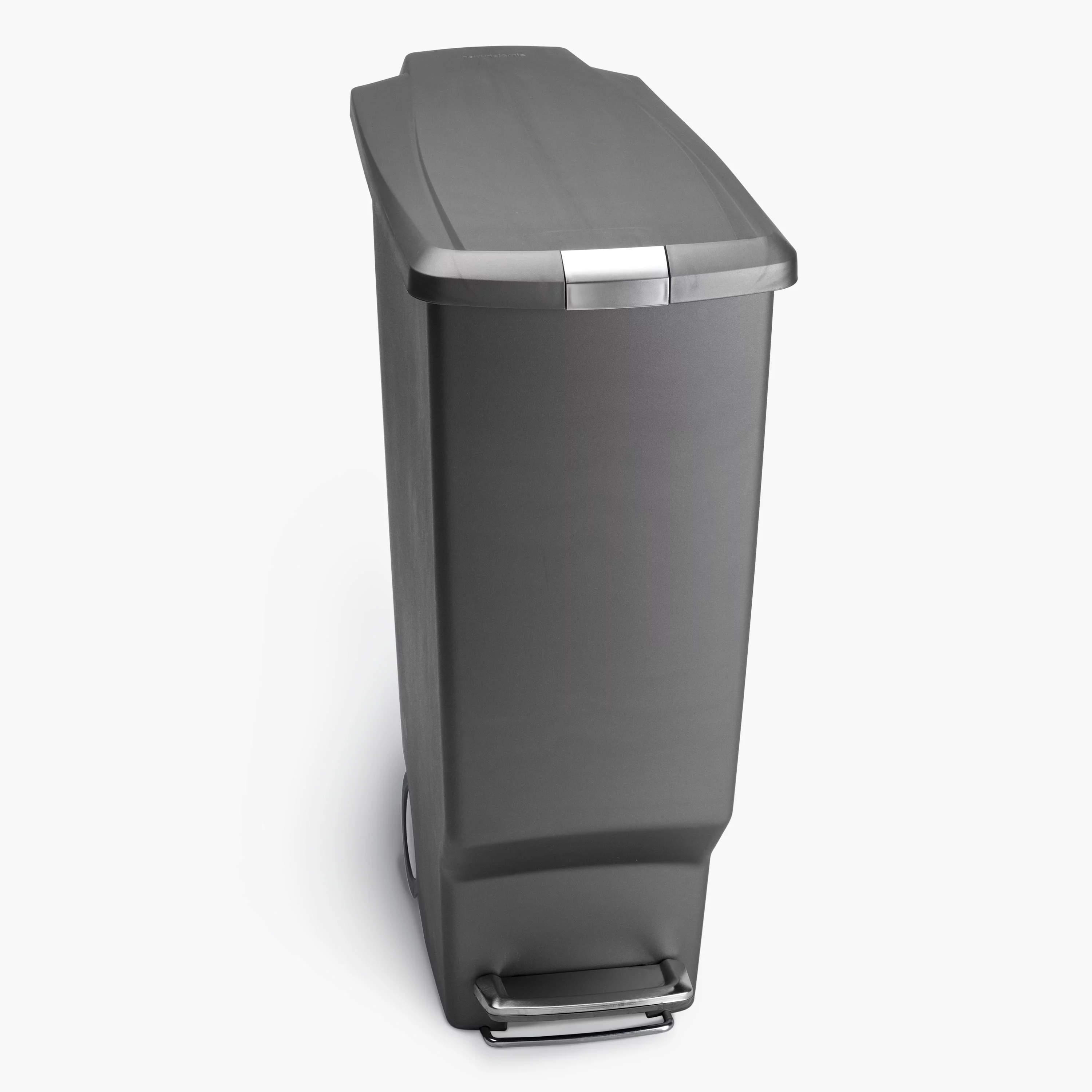 simplehuman 40 Liter / 10.6 Gallon Slim Kitchen Step Trash Can With Secure Slide Lock, Black Plastic