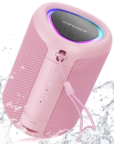 Portable Bluetooth Speaker with Lights, Powerful Crystal Clear Sound, IPX5 Waterproof, All Day Playtime, AUX&TF-Card Input, Bluetooth 5.3, TWS Paring, Small Wireless Speaker for Outdoor, Gift Ideas